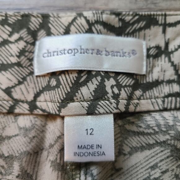 Christopher & Banks Skirt Womens 12 Earthy Abstract Leaf Goblincore Cottagecore - Picture 5 of 9